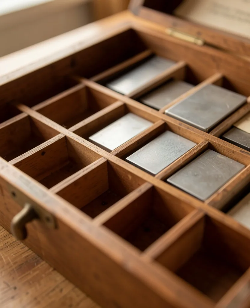 Caja de tipos móviles de imprenta